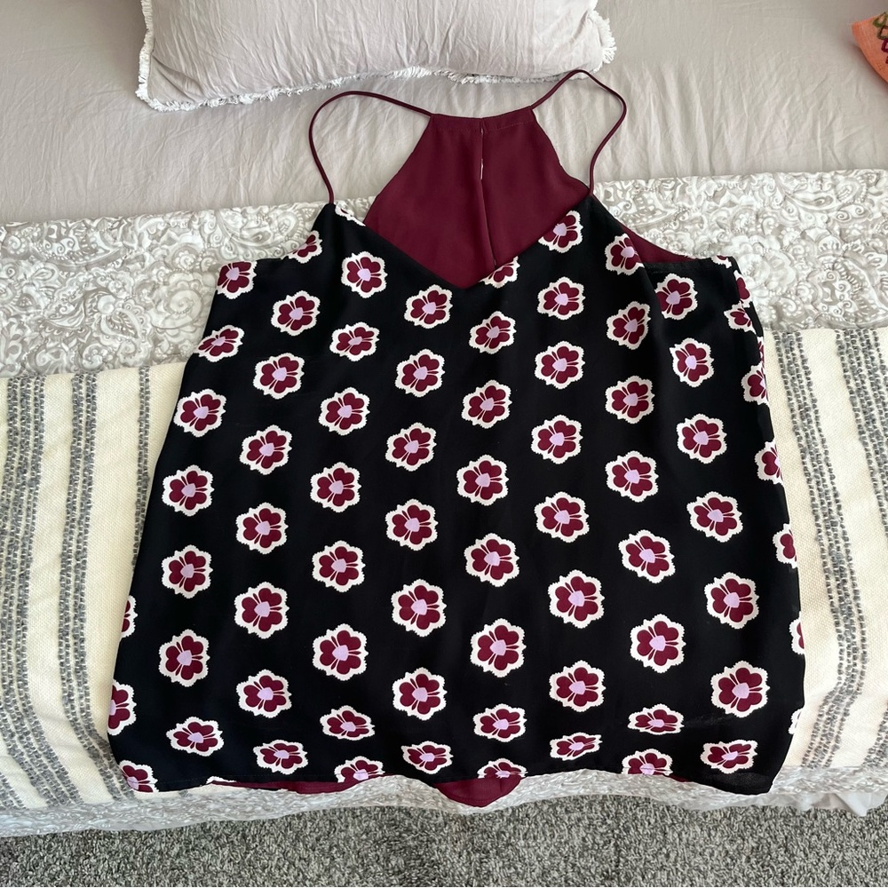 Express Black and Pink Geometric Camisole